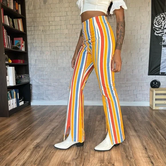 Free People Striped Split Flares - Picture 3 of 8